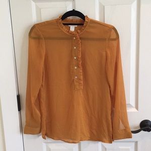 H&M Mustard Ruffle Neck Blouse